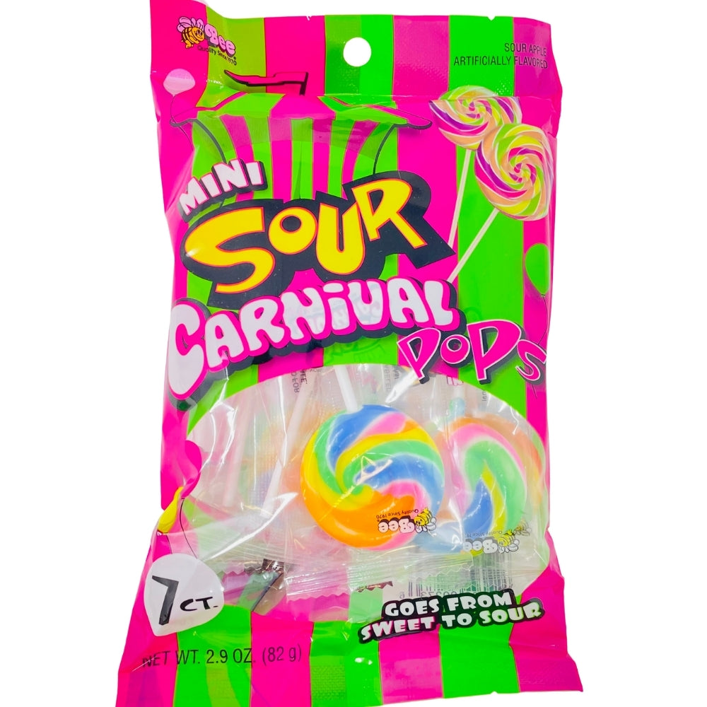 Bee Mini Sour Carnival Pops Lollipop Bag - 2.9oz | Candy Funhouse – Candy  Funhouse CA