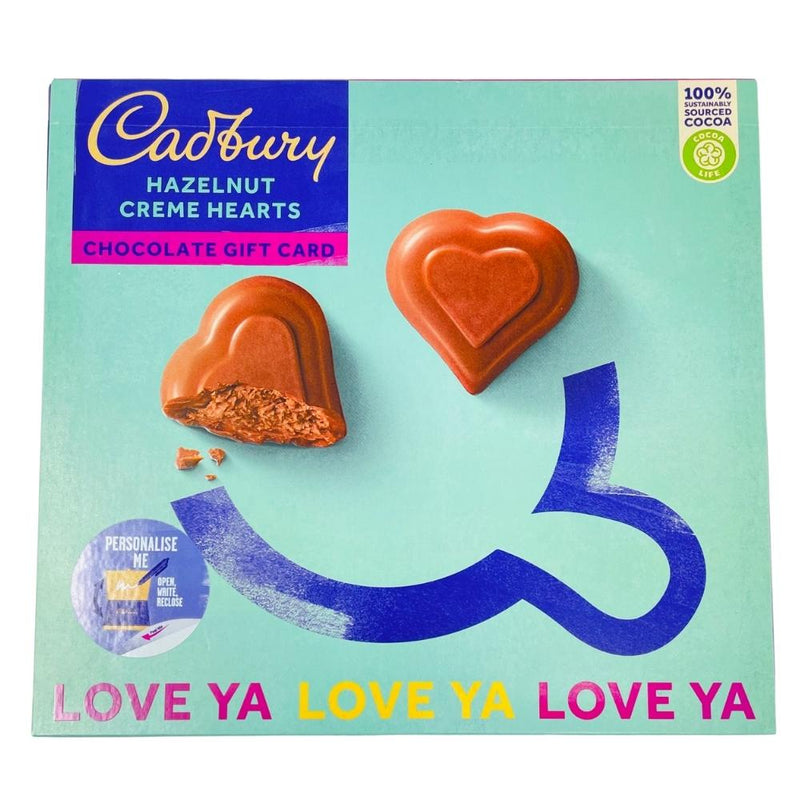 Cadbury Hazelnut Creme Hearts Chocolate Card UK - 114g