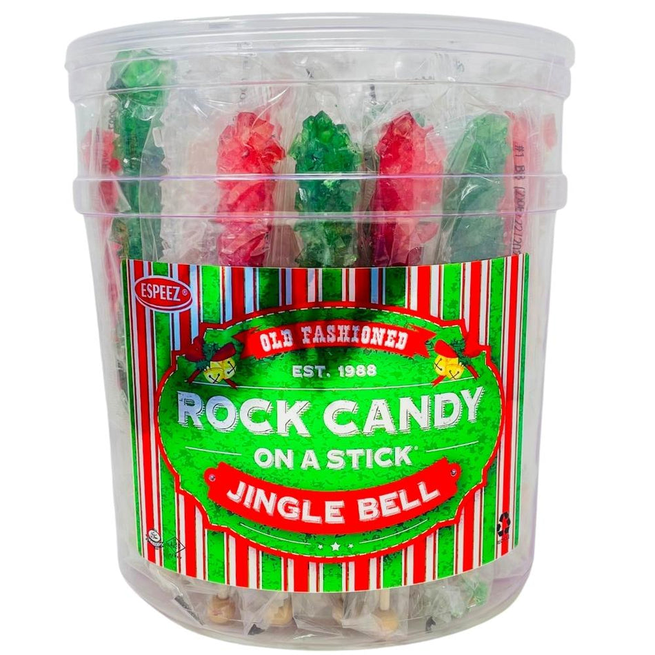 Christmas Jingle Bells Rock Candy Sticks - 36 CT Tub - Christmas Candy - Christmas Treats - Christmas Sweets - Candy Sticks - Christmas Candy Sticks