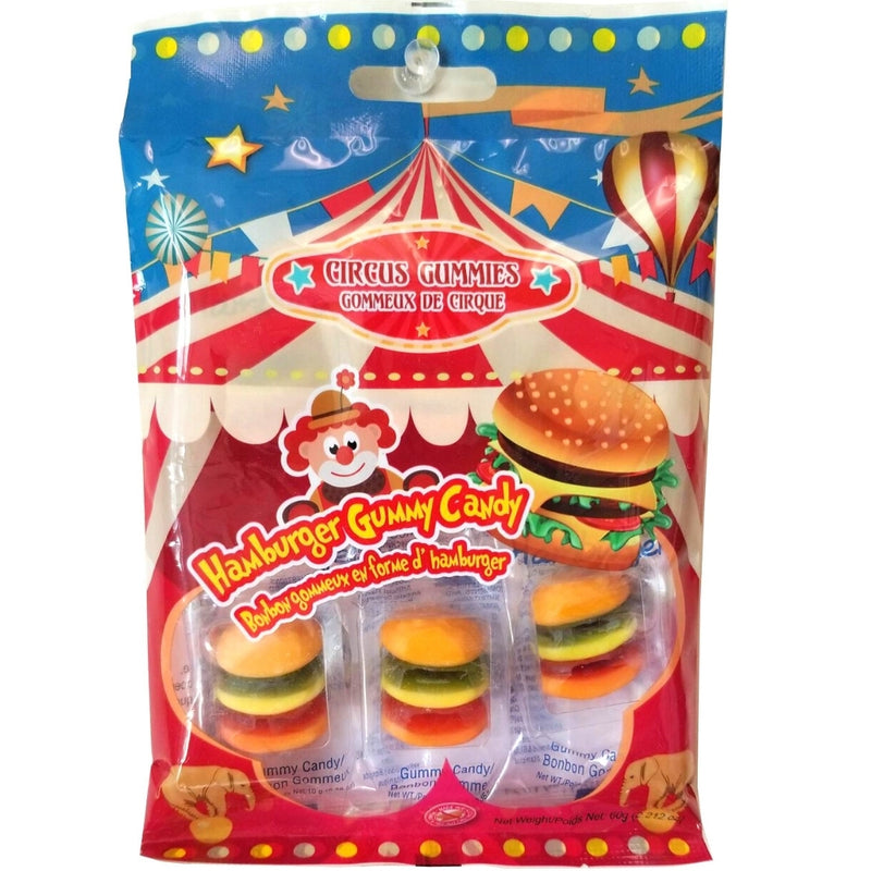 Circus Hamburger Gummies - 60g - 6 pack halal peanut free candy - canada burger gummy