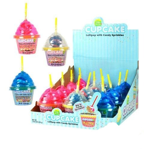 Dip-n-Lik Cupcake Sprinkles Lollipop with Candy Sprinkles-12 CT