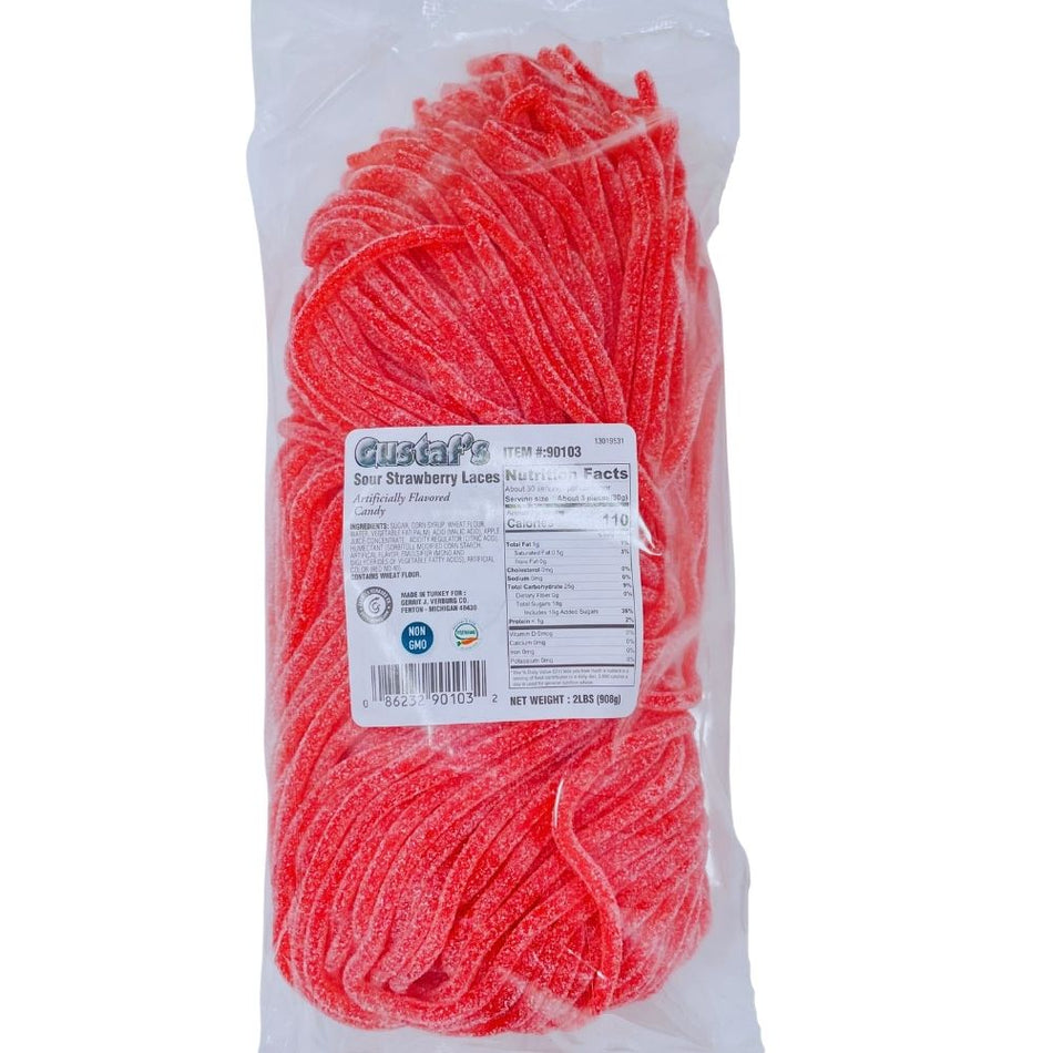 Gustaf's Sour Strawberry Licorice Laces - 2lbs