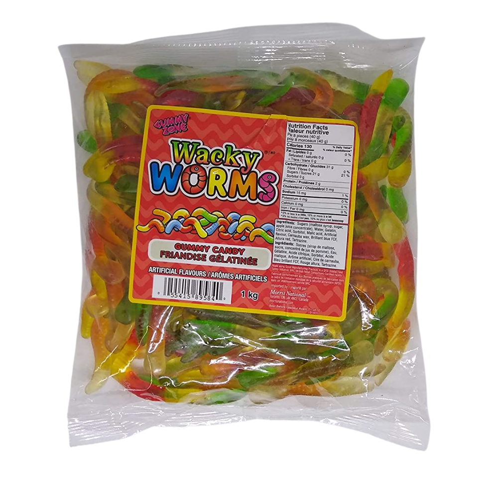 Gummy Zone Wacky Worms Candy-1 kg