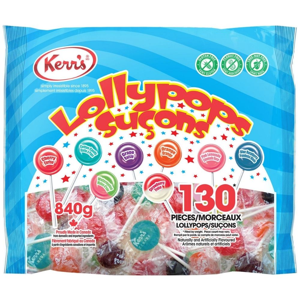 Kerrs Lollypops Assorted Flavours 840g Candy Funhouse Candy Funhouse Ca 6927