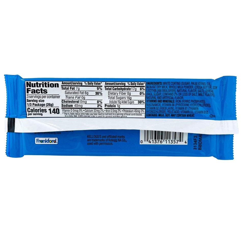 Rice Krispies King Size Candy Bar - 2.75oz - Nutrition Facts - Rice Krispies - Rice Krispies Candy Bar