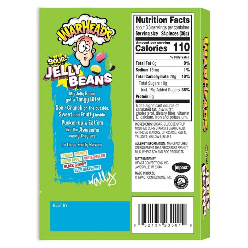 WarHeads Sour Jelly Beans Theatre Pack - 4oz