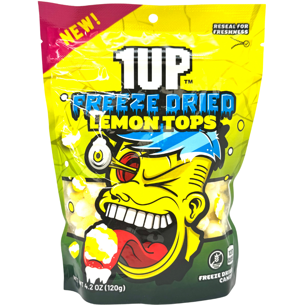 1up 1UP Freeze Dried Lemon Tops - 2oz | Candy Funhouse – Candy Funhouse CA