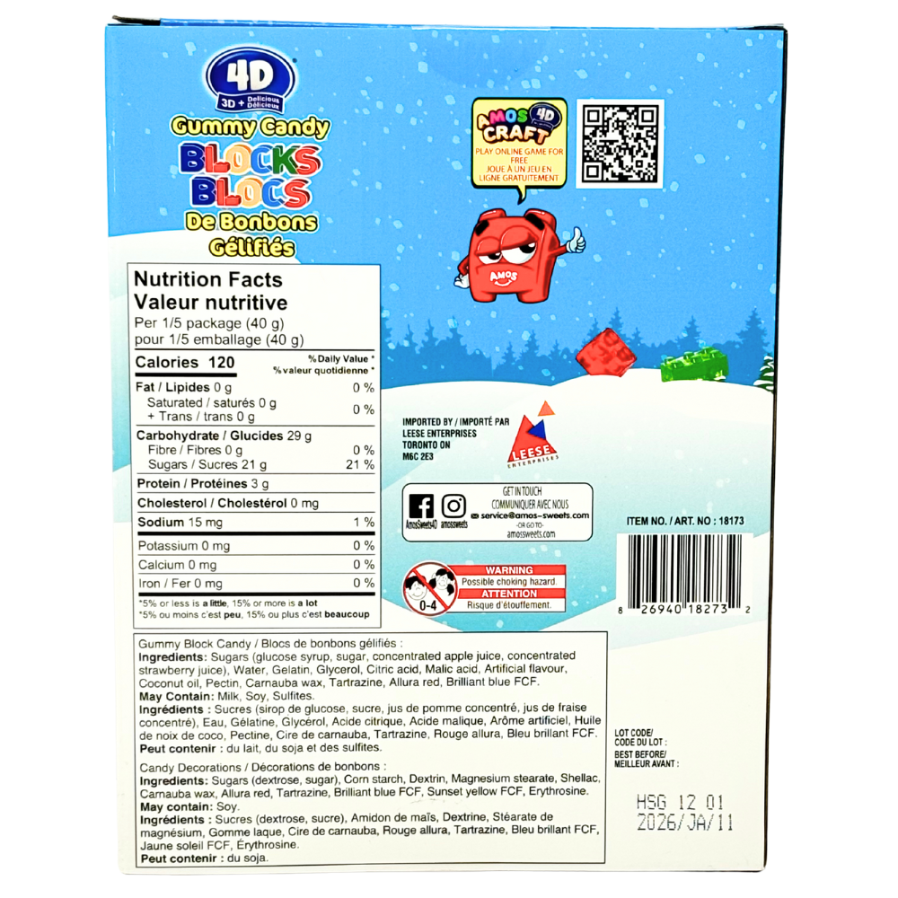 4D Gummy Blocks Christmas Tree - 200g Nutrition Facts 