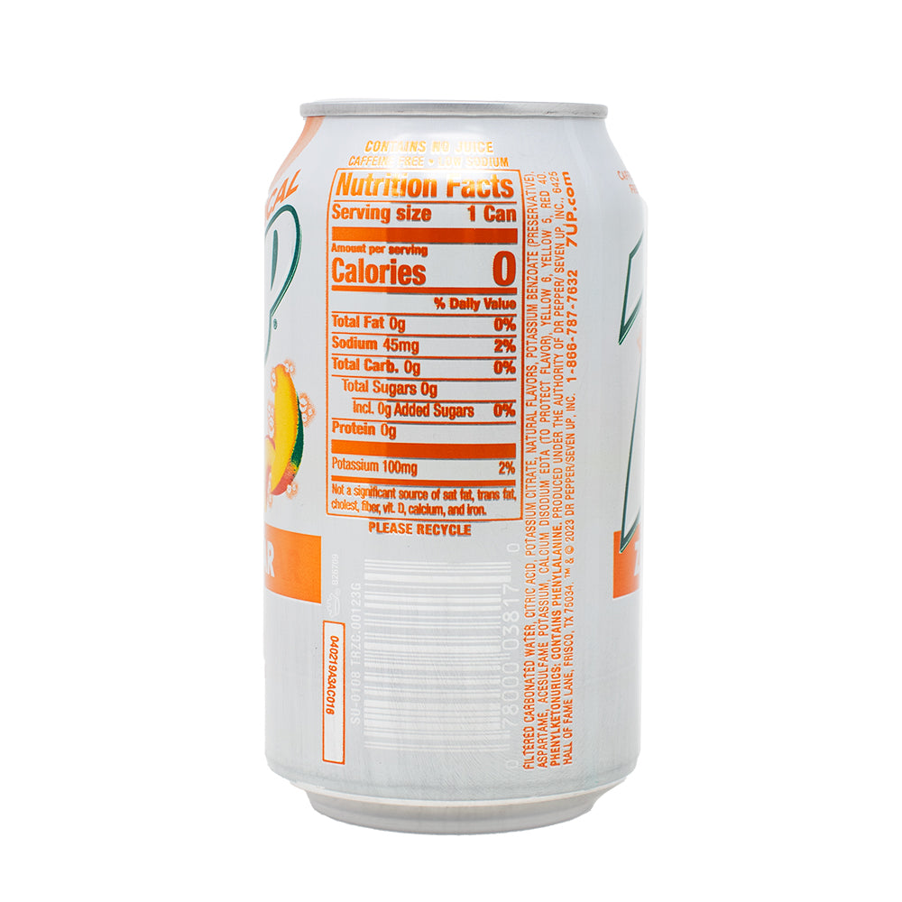 7up Tropical Zero Sugar Soda - 355mL  Nutrition Facts Ingredients - 7up - 7up Tropical Zero Sugar Soda - 7up Sugar Free - 7up Tropical - Zero Sugar Soda - 7up Zero Sugar - Sugar Free Soda