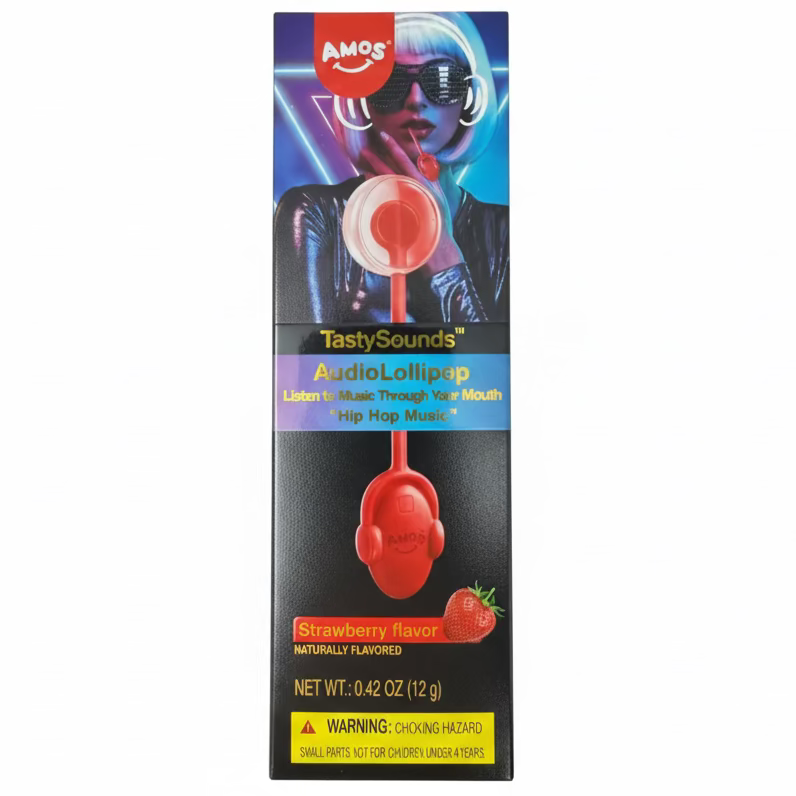 Amos TastySounds Audio Lollipop - Strawberry - 0.42oz Hip Hop Music