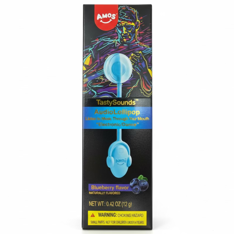 Amos TastySounds Audio Lollipop Blueberry - 0.42oz Electronic Dance
