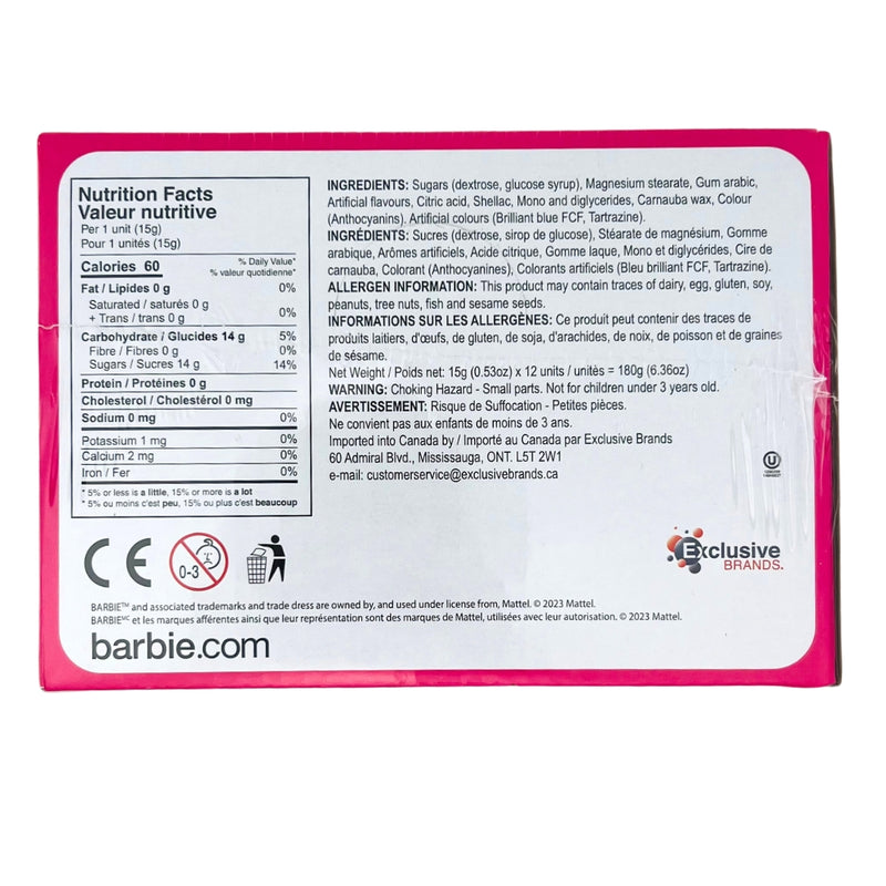 Barbie Camper Van Nutrition Facts Ingredients- Candy Funhouse