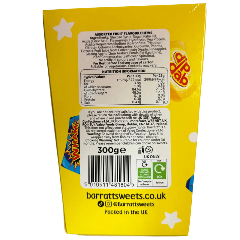 Barratt Favourites Chews - 300g Ingredients and Nutrition