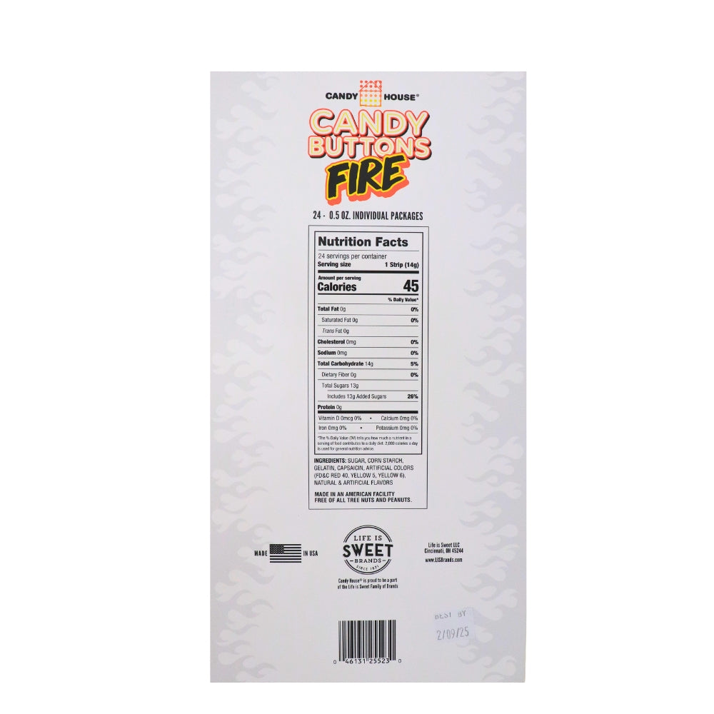 Candy Buttons Fire - .5oz - Nutrition Facts - Ingredients
