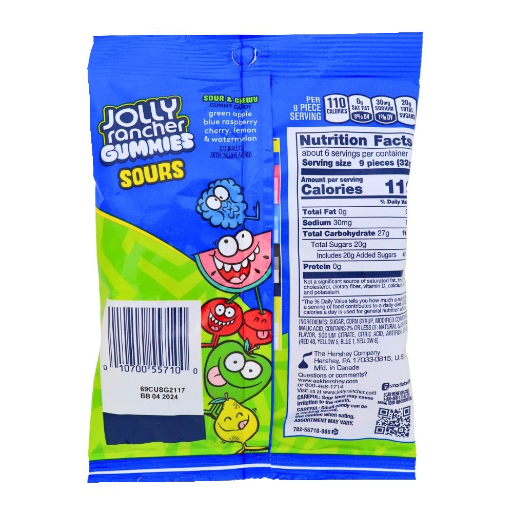 Jolly Rancher Gummies Sours - 5oz Nutrient Facts Ingredients
