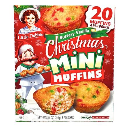 Christmas Little Debbie Mini Muffins - 240g (5 Pouches) ** BB JAN 03/25**