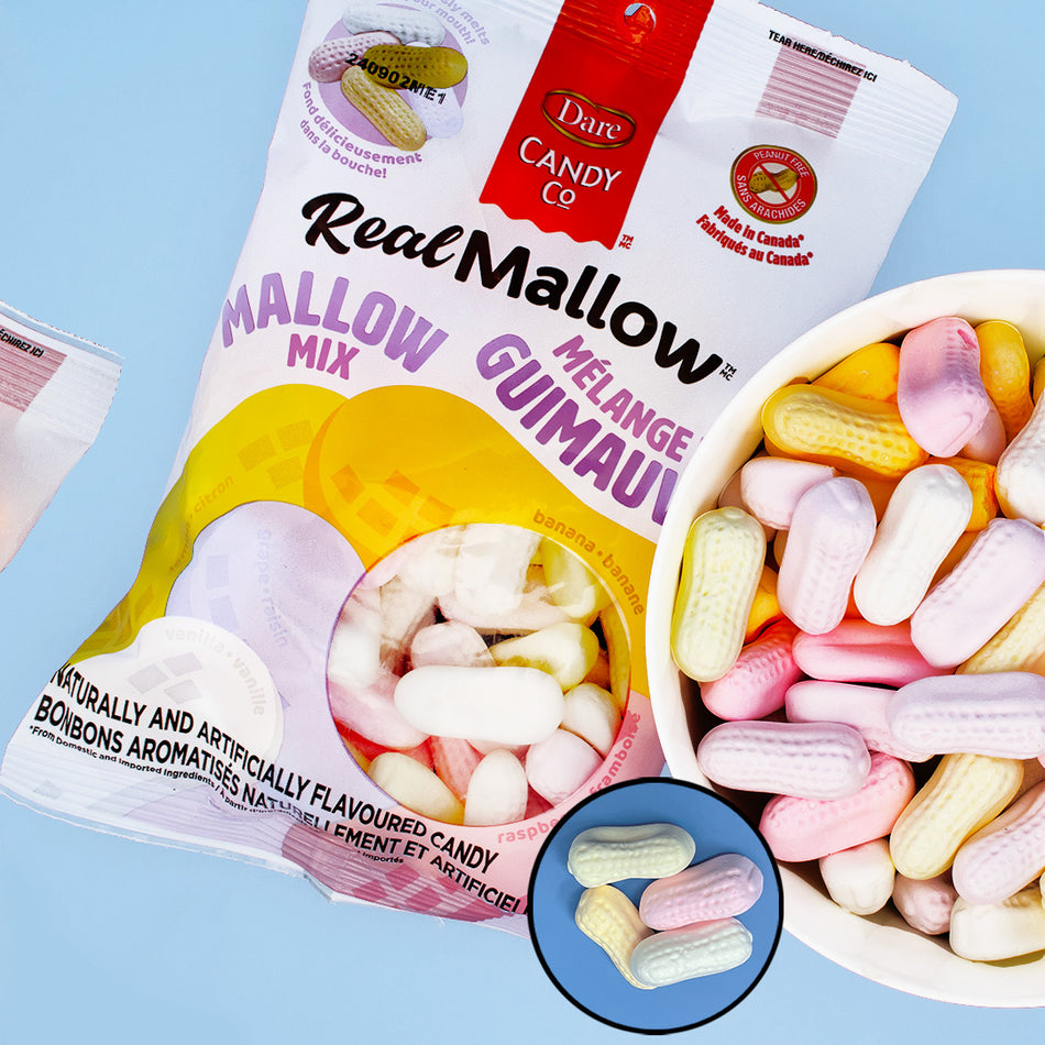 Dare Real Mallow Marshmallow Mix - 170g | Candy Funhouse - Dare Real Mallow Marshmallow Mix - Marshmallow assortment - Vanilla marshmallows - Strawberry marshmallows - Chocolate marshmallows - Marshmallow Candy - Dare - Dare Candy - Dare Chocolate - Dare Marshmallow