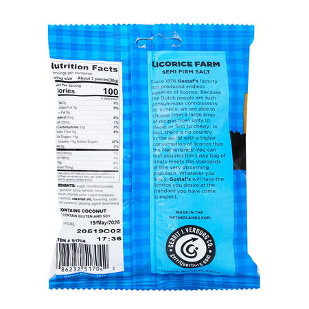 Gustaf's Dutch Licorice Farm Candy  Nutrition Facts Ingredients
