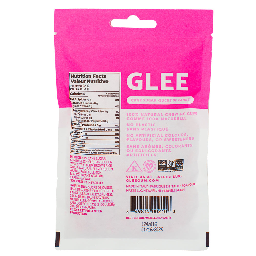 Glee Gum Bubble Gum - 77g  Nutrition Facts Ingredients - Glee - Glee Gum - Chewing Gum - Gum - Bubble Gum