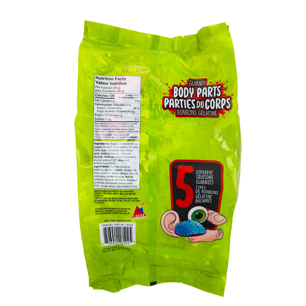 Gummy Body Parts 55ct - 412g  Nutrition Facts Ingredients
