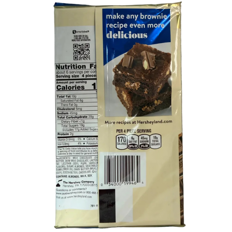 Hershey's Giant Symphony Almond & Toffee Chocolate Bar - 7.37oz Back
