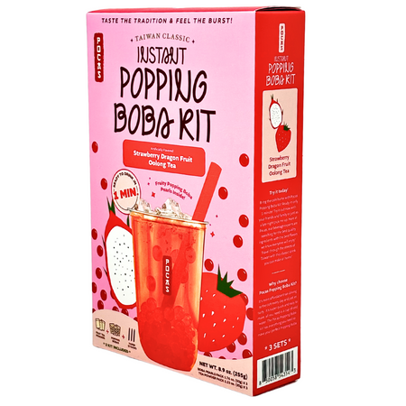 Instant Popping Boba Kit Strawberry Dragon & Oolong Tea - 3 Pack