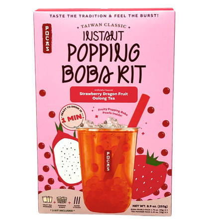 Instant Popping Boba Kit Strawberry Dragon & Oolong Tea - 3 Pack