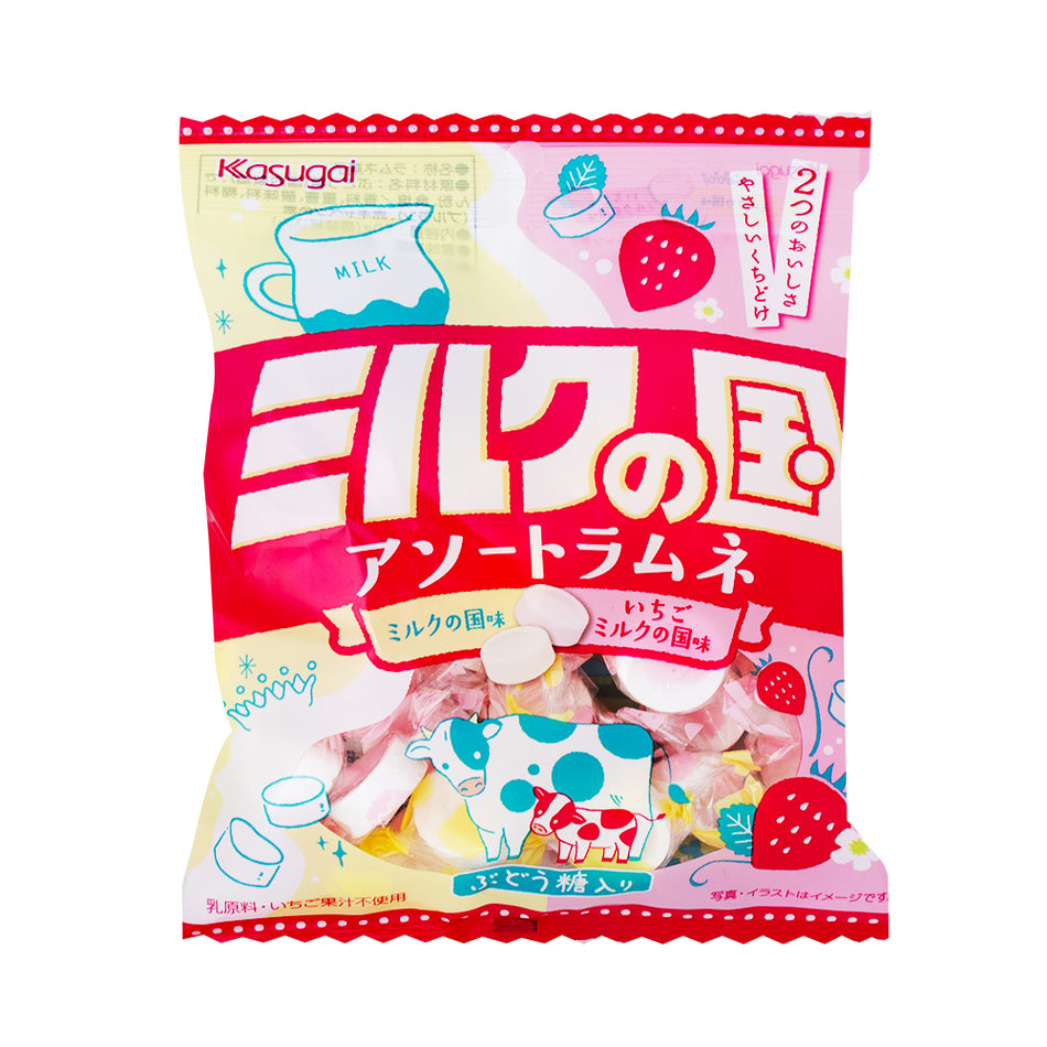 Kasugai Milk and Strawberry Ramune Candy (Japan) - 50g