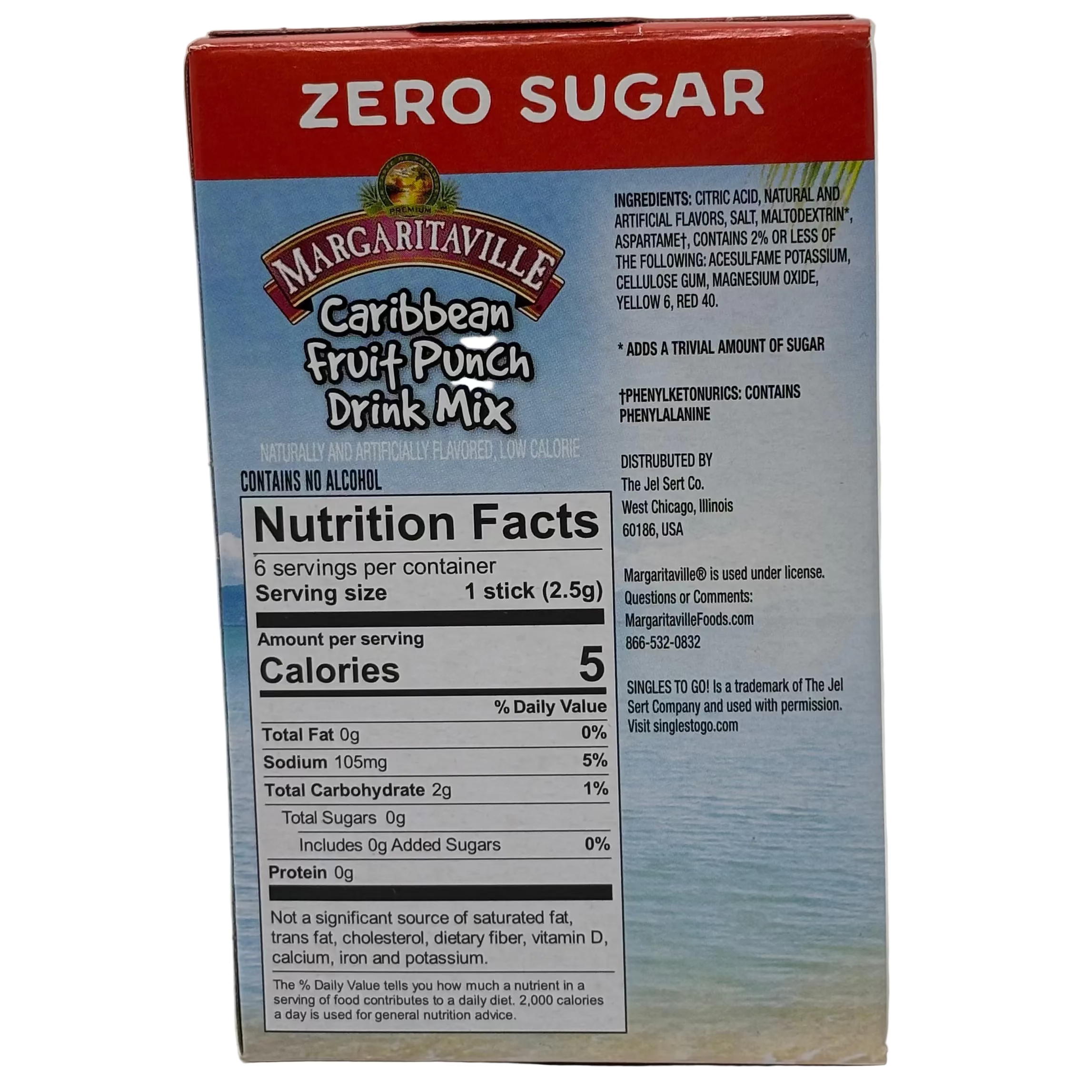 Margaritaville Caribbean Fruit Punch Singles To Go Drink Mix Ingredients