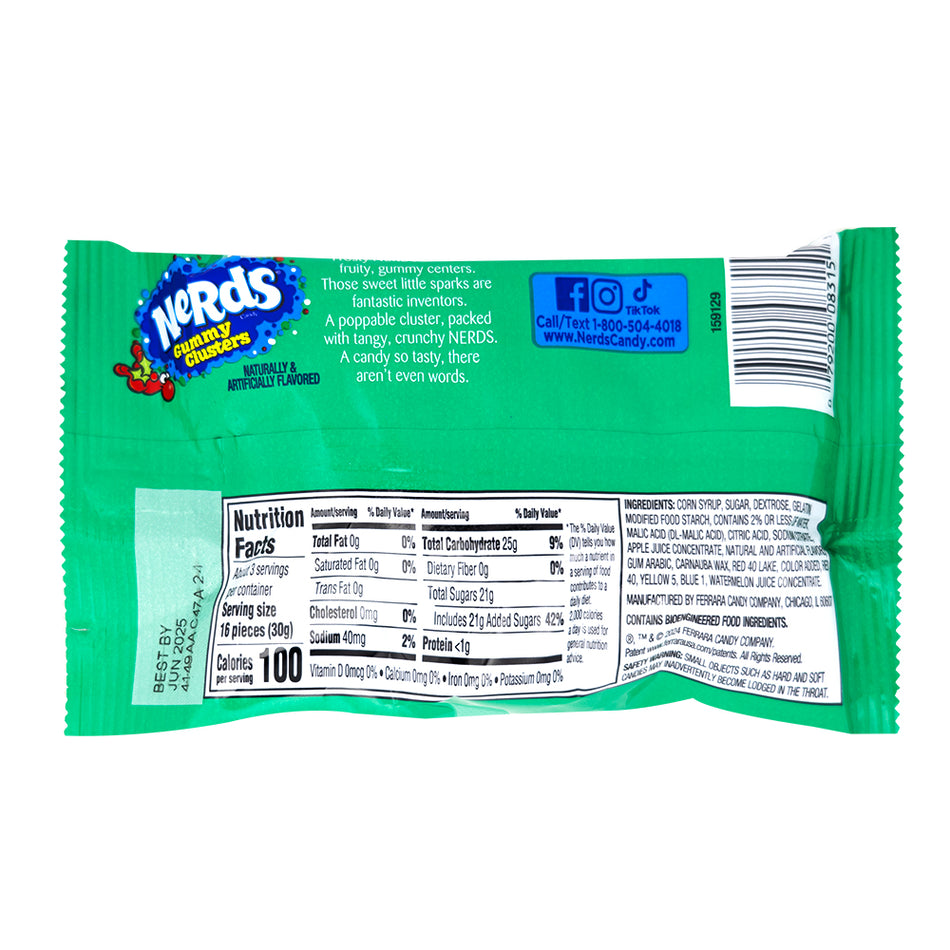 Nerds Frosty Holiday Clusters - 3oz  Nutrition Facts Ingredients
