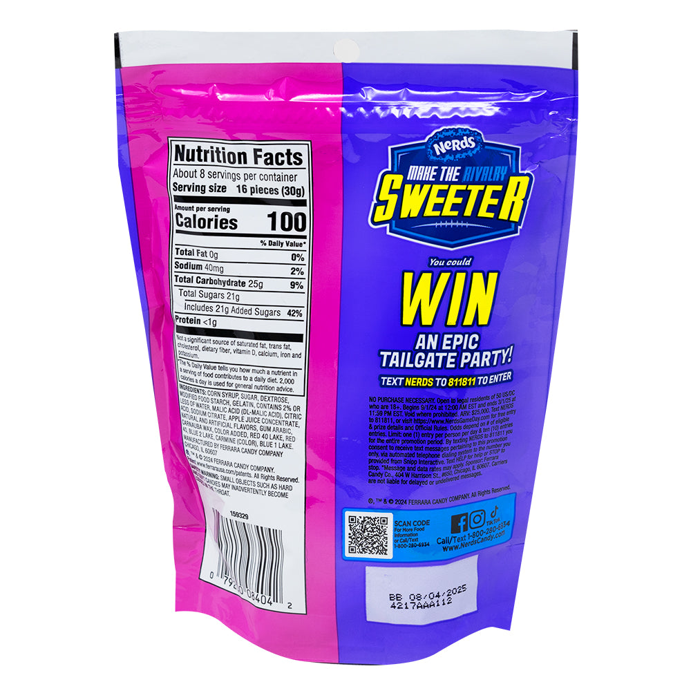 Nerds Gummy Clusters Grape Strawberry Blitz - 8oz  Nutrition Facts Ingredients - Nerds - Nerds Candy - Nerds Gummy Clusters - Gummy Clusters - Strawberry Nerds - Strawberry Candy