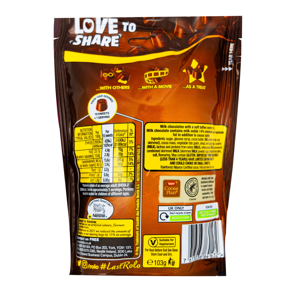 Little Rolo Pouch (UK) - 103g  Nutrition Facts Ingredients