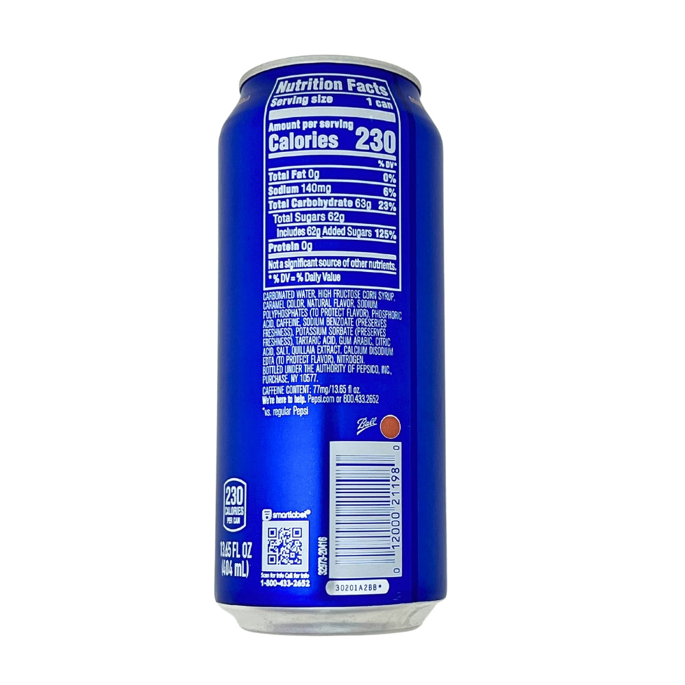 Pepsi Nitro Draft Cola Nutrient Facts Ingredients - Candy Funhouse