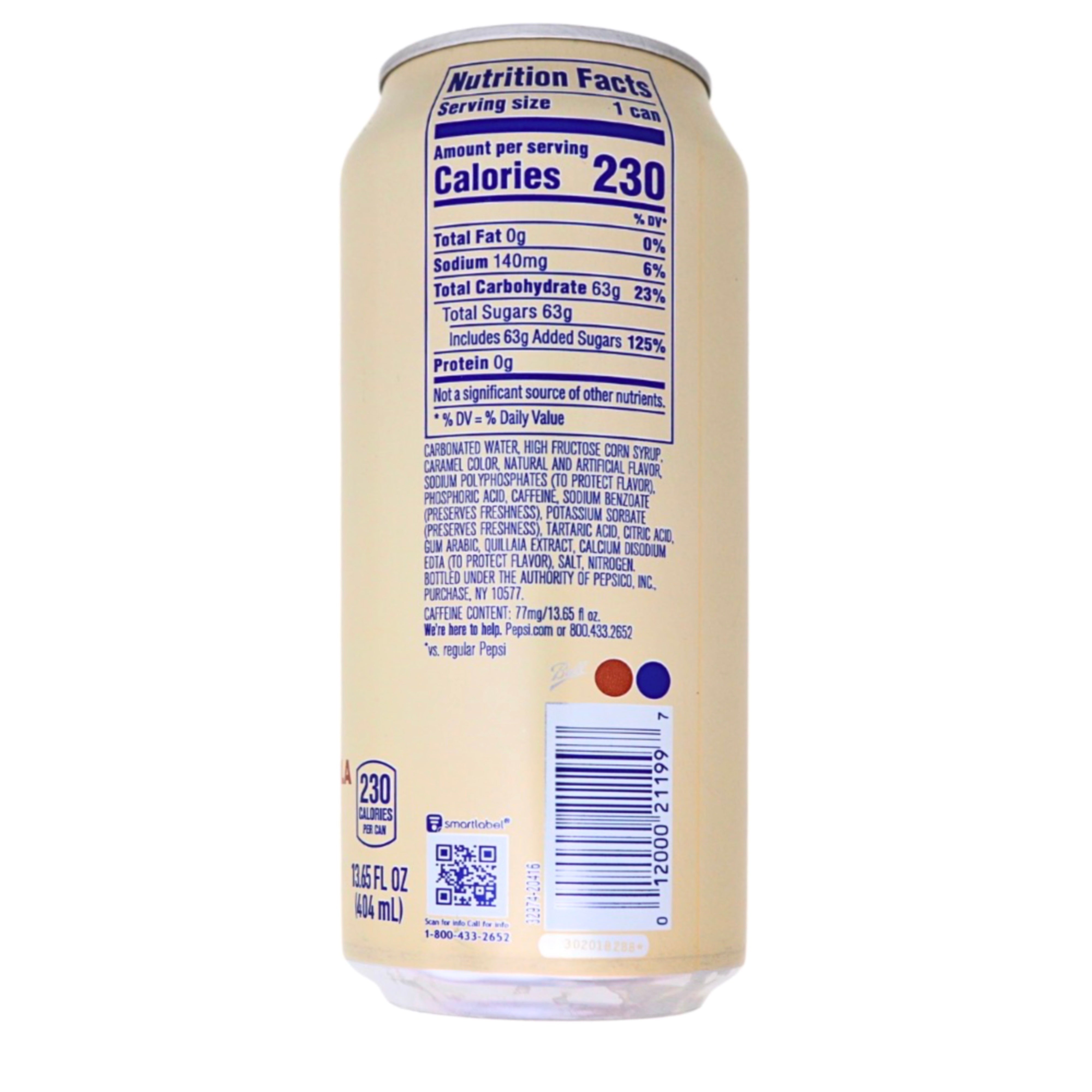 Pepsi Nitro Vanilla Draft Cola - Pepsi Nitro - Nutrition Facts - Ingredients - Candy Funhouse
