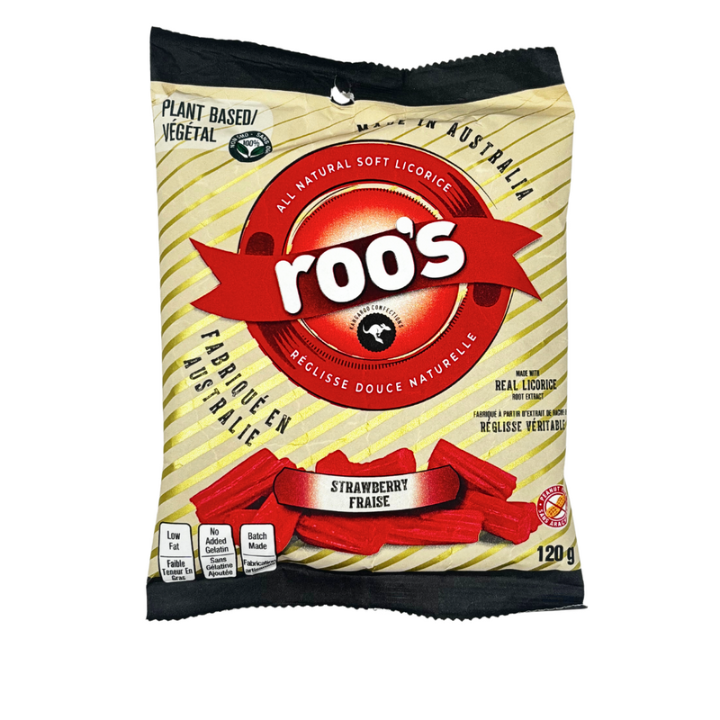 Roo's Australian Licorice Candy-Strawberry - 120g 