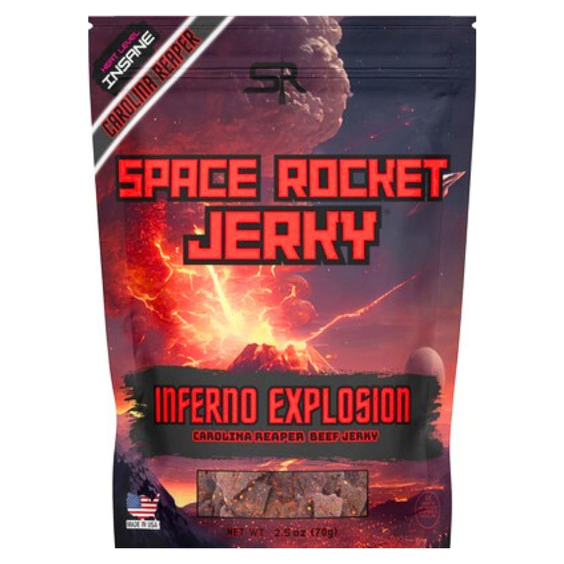Space Rocket Jerky Inferno Explosion Carolina Reaper Spicy Beef Jerky - 2.5oz