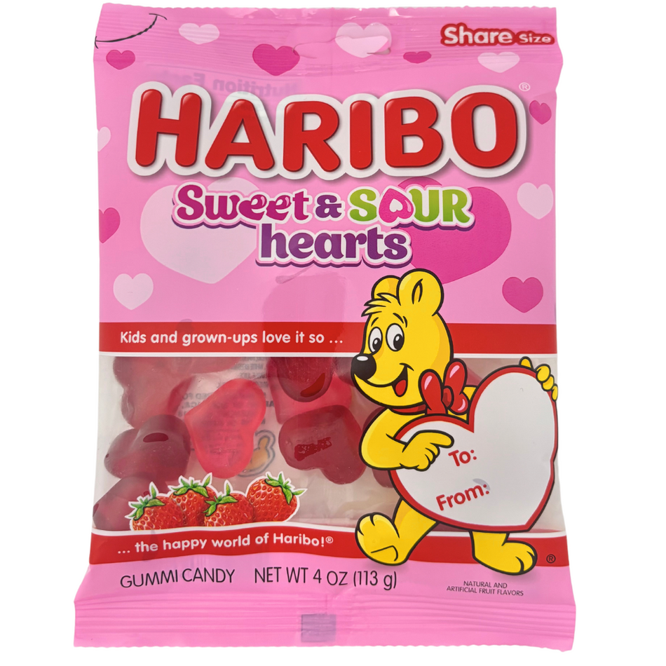 Valentines Haribo Sweet and Sour Hearts - 4oz