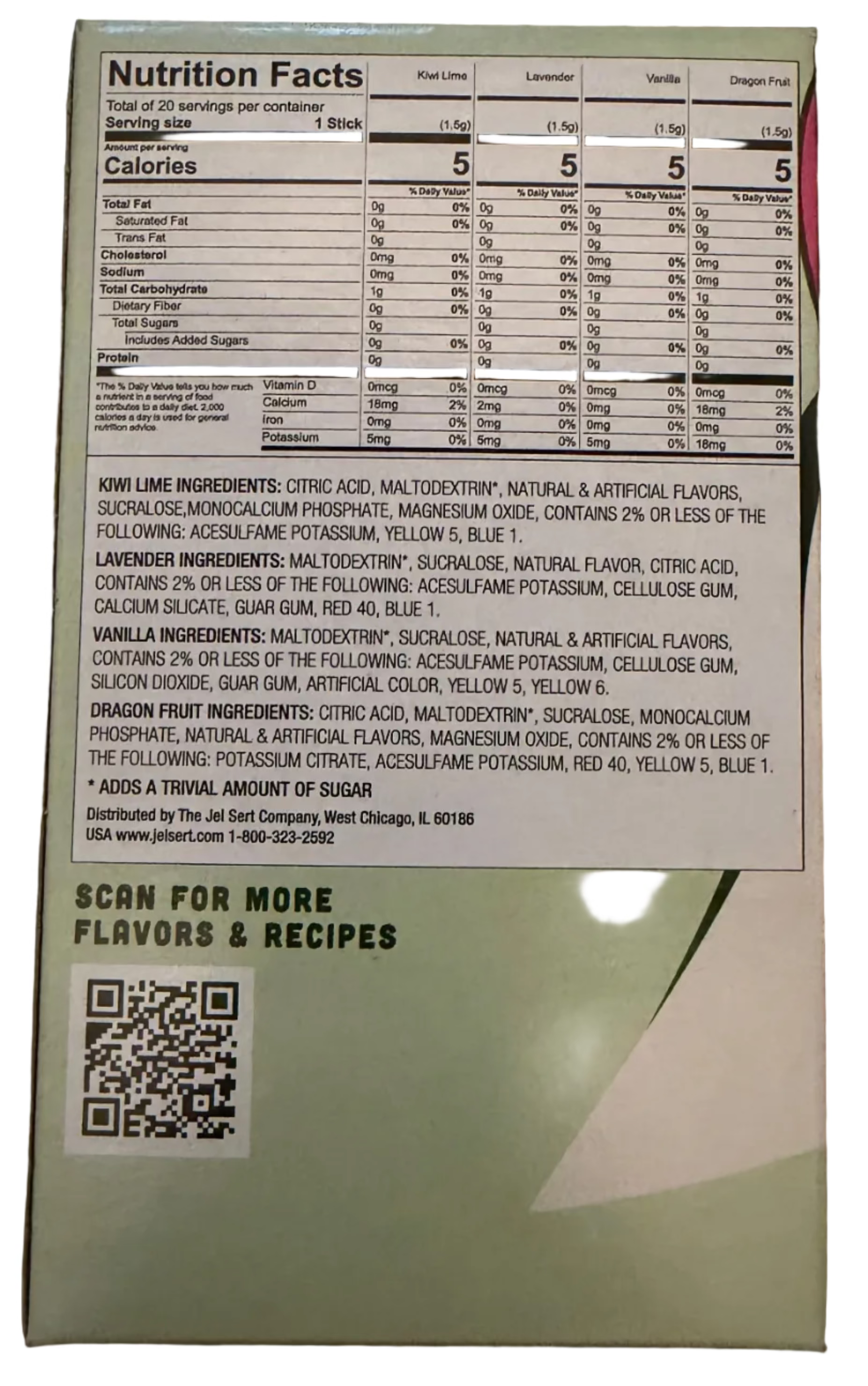 Wyler's Light Singles To Go Drink Mix Tropical Variety Pack (20 Pieces) Nutrition Facts and Ingredients