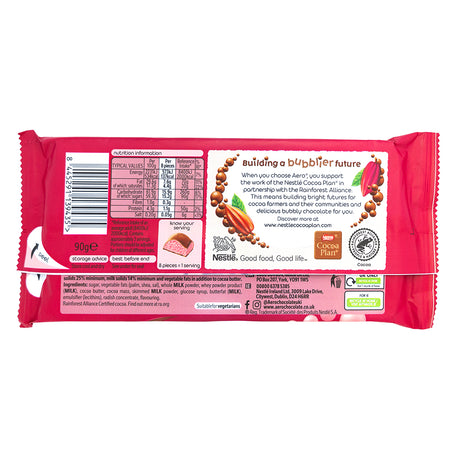 Aero Strawberry Block (UK) - 90g  Nutrition Facts Ingredients
