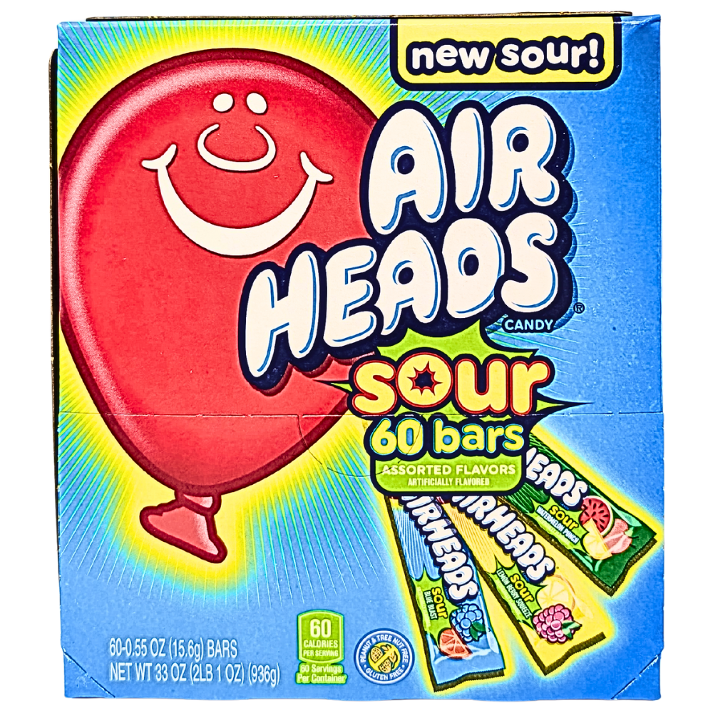Airheads Sour Taffy 60 Assorted Bars - 33oz