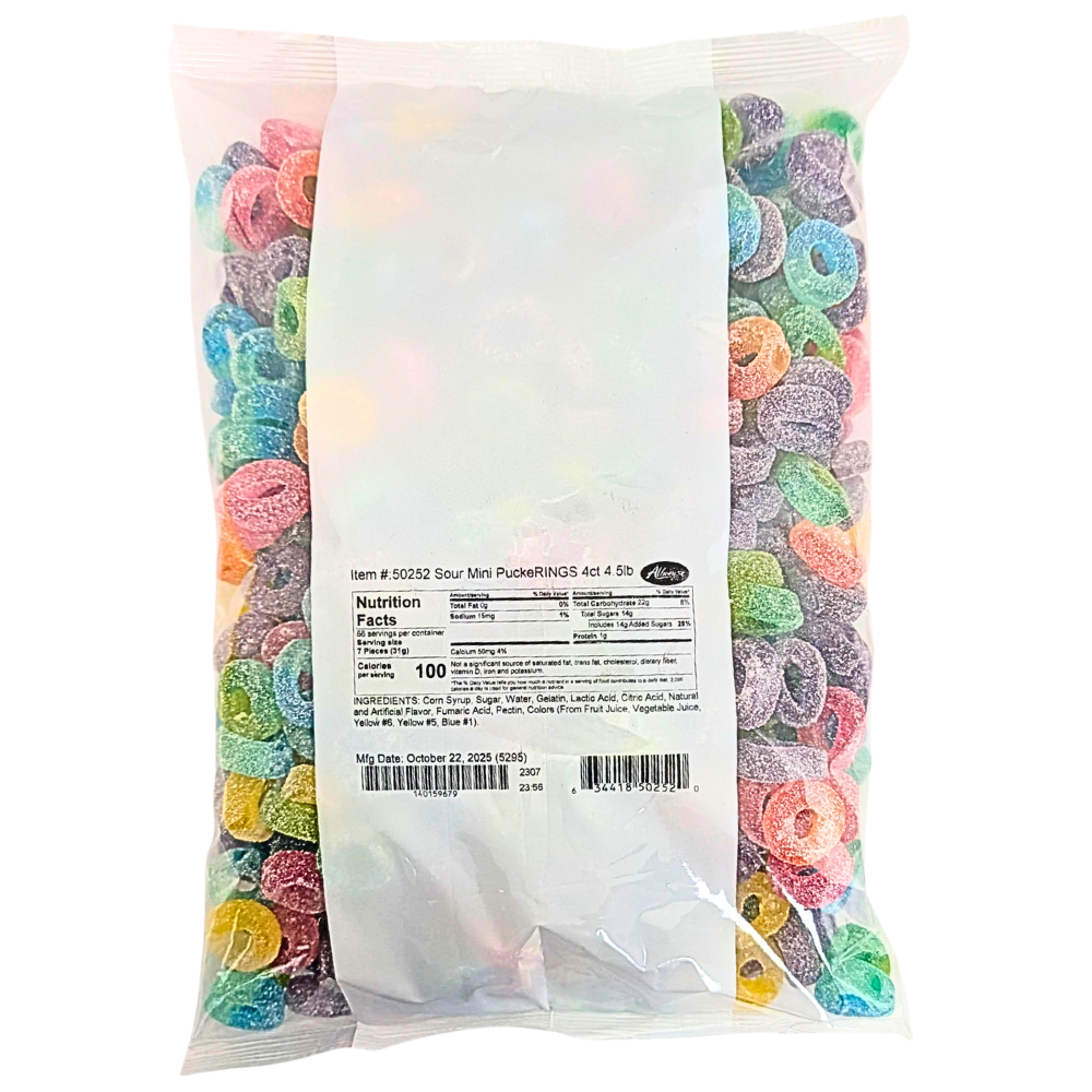 Albanese 6 Flavour Sour Mini Pucker Rings - 4.5lb