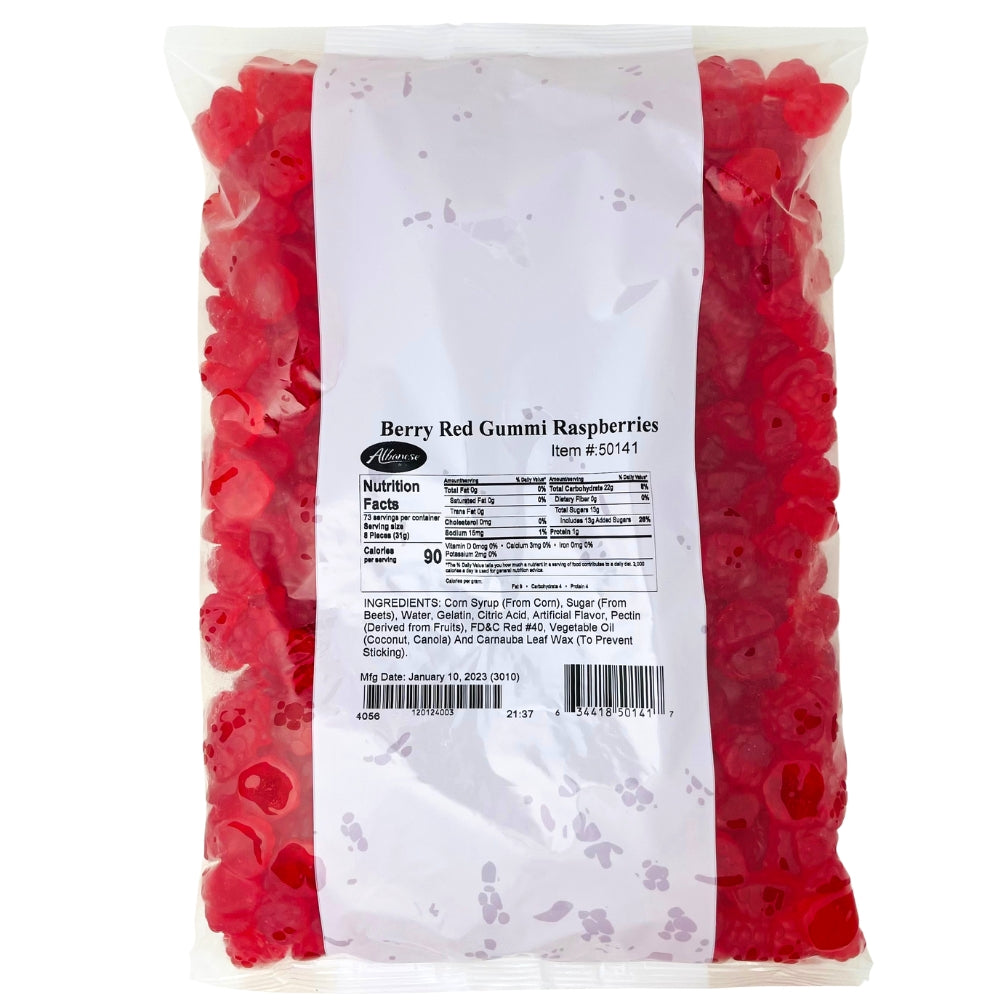 Albanese Berry Red Gummi Raspberries Candy With Nutrition Facts