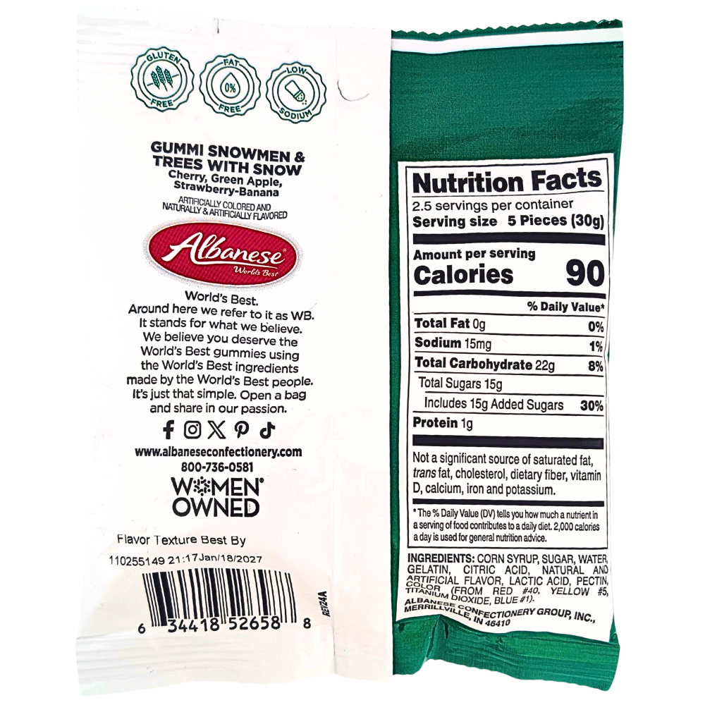 Albanese Christmas Gummi Snowmen & Trees with Snow - 3oz