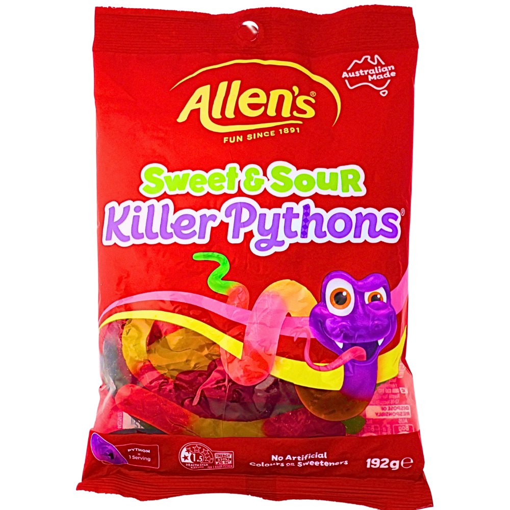 Allen's Sweet & Sour Killer Pythons (Aus) - 192g | Candy Funhouse ...