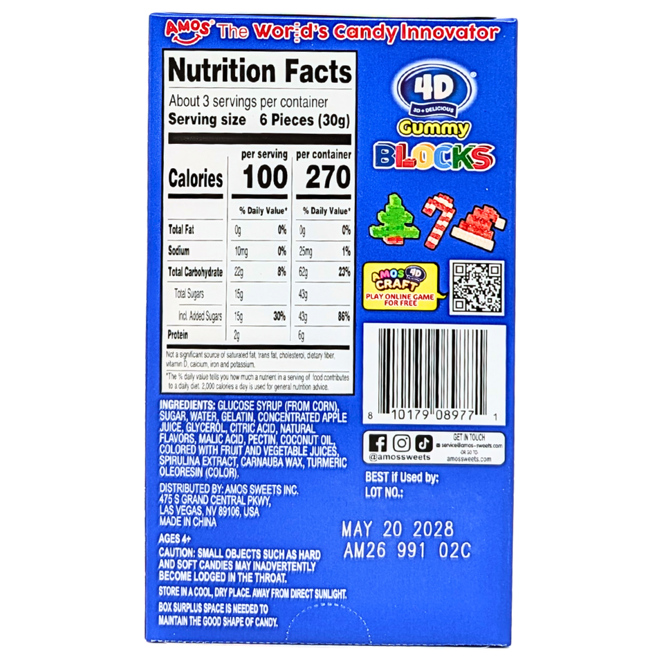 Amos 4D Gummy Blocks Santa Theatre Box - 3oz