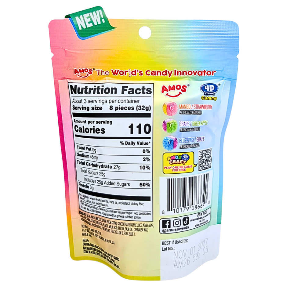 Amos 4D Gummy Crystal Jewels - 100g
