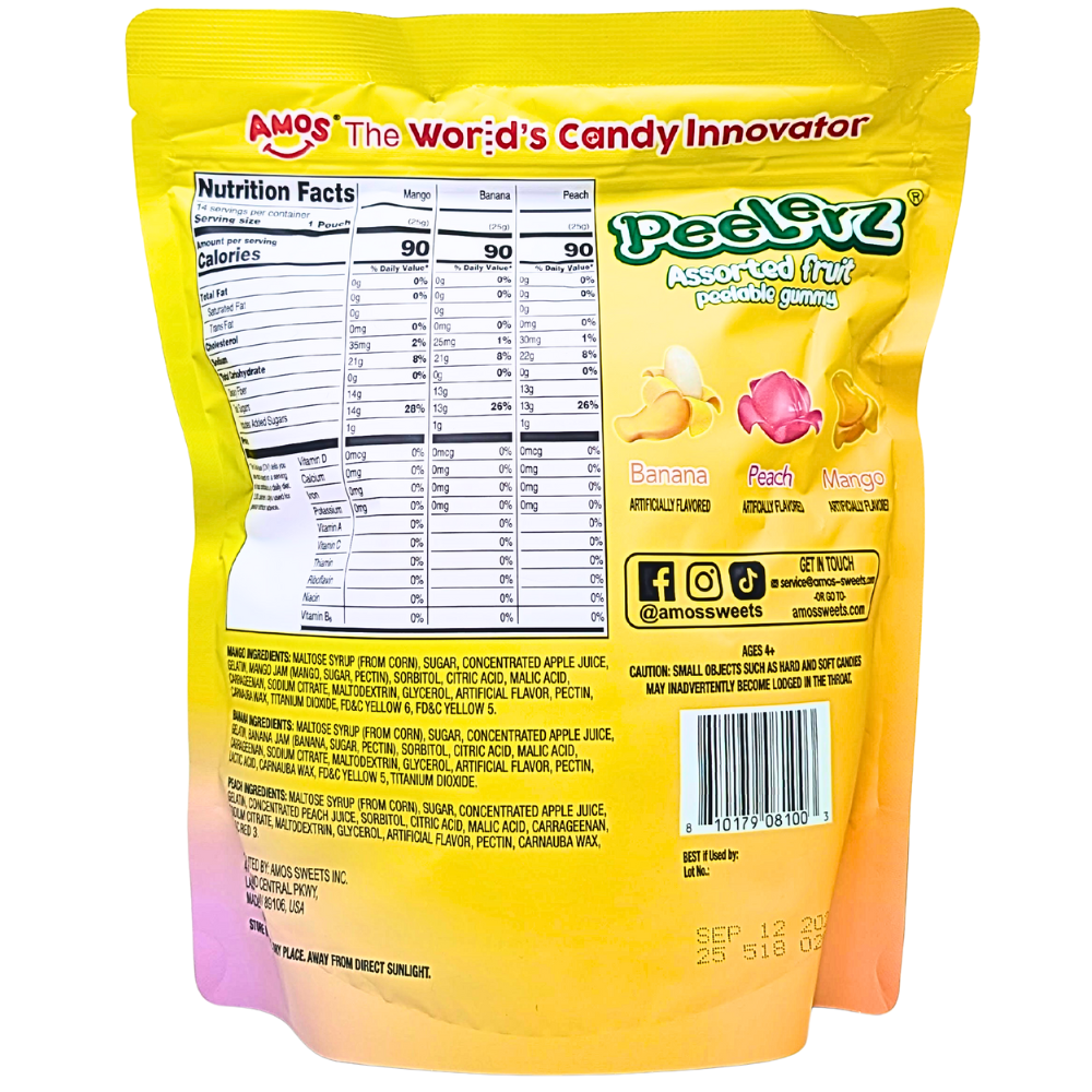 Amos Peelerz Assorted Fruit - 12.35oz | Candy Funhouse – Candy Funhouse CA