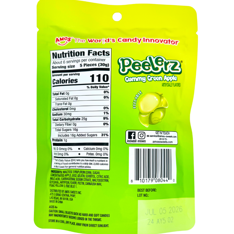 Amos Peelerz Gummy Green Apple - 6oz | Candy Funhouse – Candy