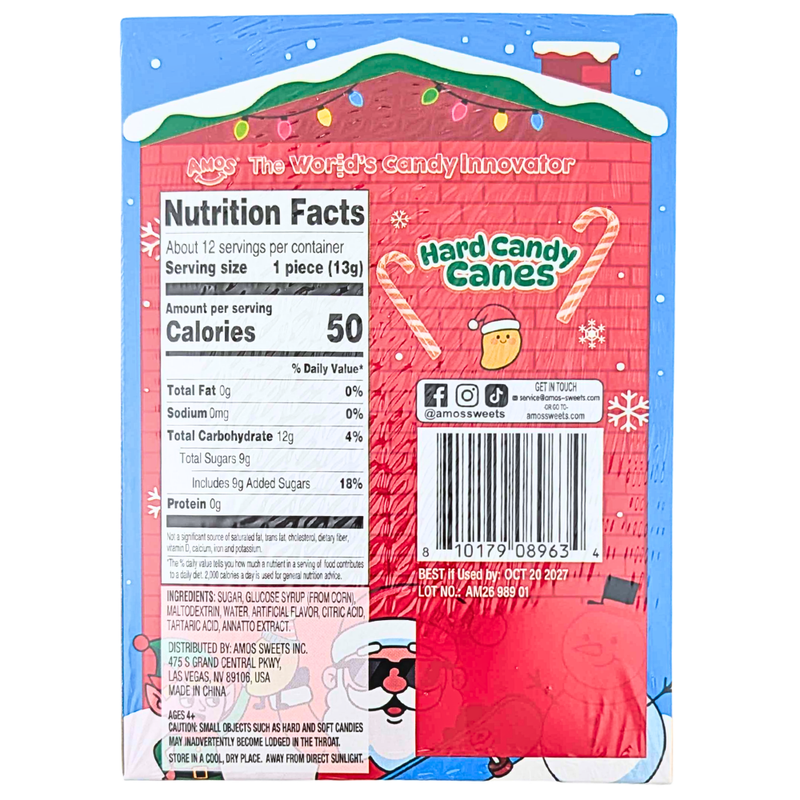 Amos Peelerz Hard Candy Canes Mango - 150g