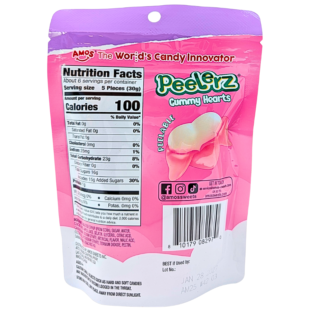 Amos Peelerz Hearts Gummy - 6oz